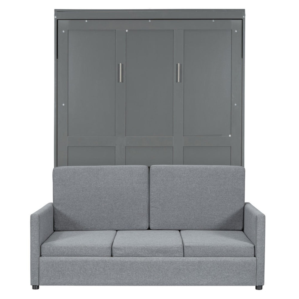 HomeRoots Gray Wood Full Murphy Bed – Stylish Space-Saving Solution for Multi-Use Rooms, Easy to Install & Durable 662376