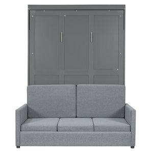 HomeRoots Gray Wood Full Murphy Bed – Stylish Space-Saving Solution for Multi-Use Rooms, Easy to Install & Durable 662376