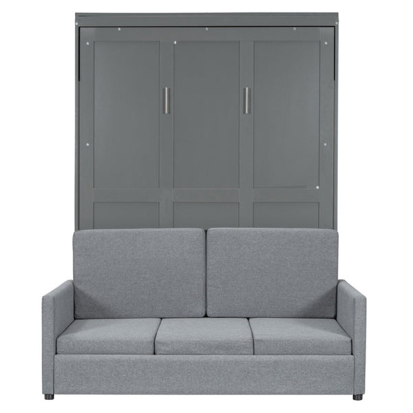 HomeRoots Gray Wood Full Murphy Bed – Stylish Space-Saving Solution for Multi-Use Rooms, Easy to Install & Durable 662376