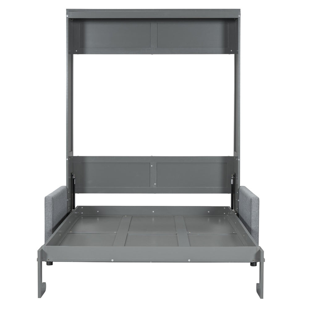 HomeRoots Gray Wood Full Murphy Bed – Stylish Space-Saving Solution for Multi-Use Rooms, Easy to Install & Durable 662376