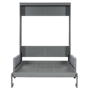 HomeRoots Gray Wood Full Murphy Bed – Stylish Space-Saving Solution for Multi-Use Rooms, Easy to Install & Durable 662376