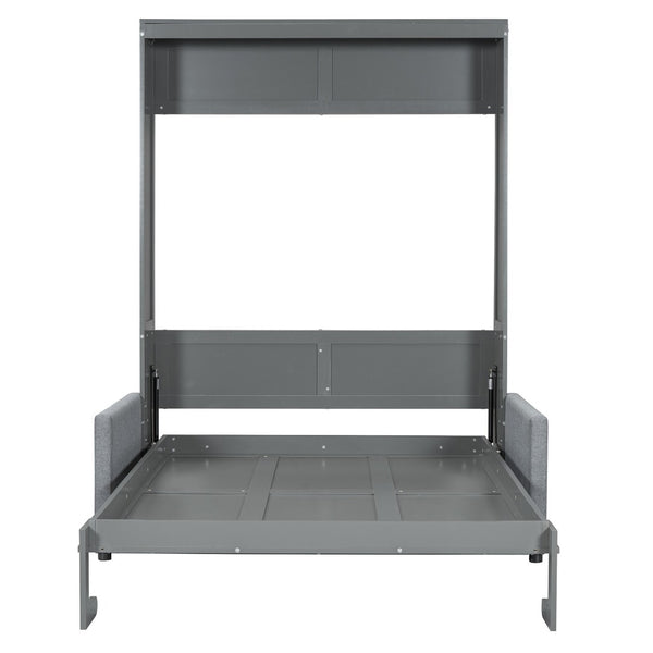 HomeRoots Gray Wood Full Murphy Bed – Stylish Space-Saving Solution for Multi-Use Rooms, Easy to Install & Durable 662376
