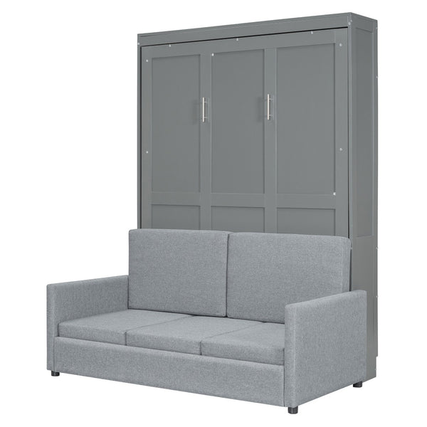 HomeRoots Gray Wood Full Murphy Bed – Stylish Space-Saving Solution for Multi-Use Rooms, Easy to Install & Durable 662376