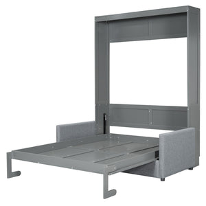 HomeRoots Gray Wood Full Murphy Bed – Stylish Space-Saving Solution for Multi-Use Rooms, Easy to Install & Durable 662376