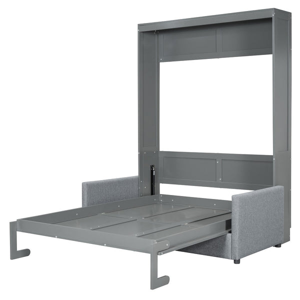 HomeRoots Gray Wood Full Murphy Bed – Stylish Space-Saving Solution for Multi-Use Rooms, Easy to Install & Durable 662376