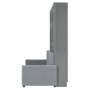 HomeRoots Gray Wood Full Murphy Bed – Stylish Space-Saving Solution for Multi-Use Rooms, Easy to Install & Durable 662376
