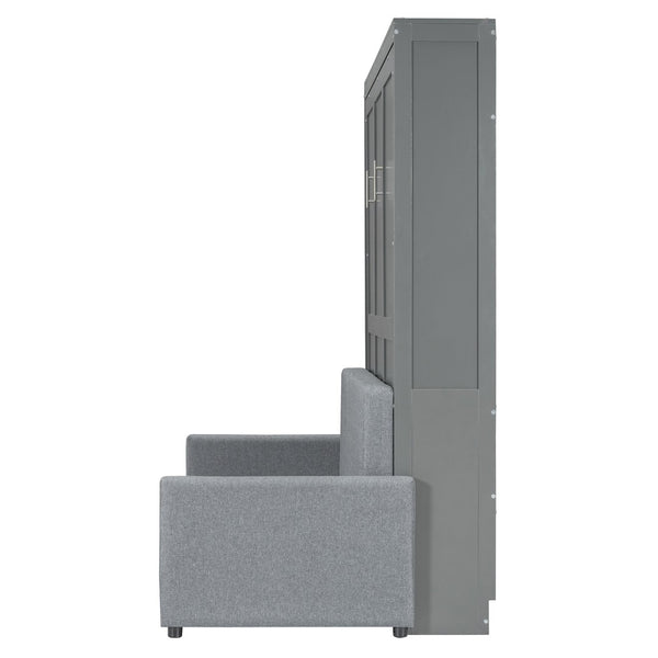 HomeRoots Gray Wood Full Murphy Bed – Stylish Space-Saving Solution for Multi-Use Rooms, Easy to Install & Durable 662376