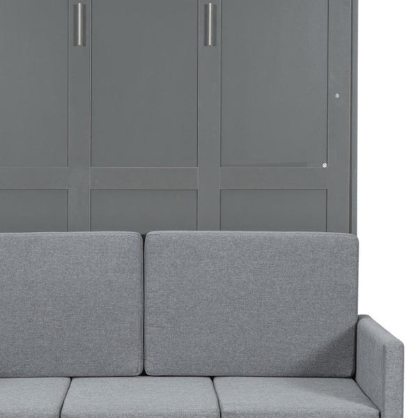 HomeRoots Gray Wood Full Murphy Bed – Stylish Space-Saving Solution for Multi-Use Rooms, Easy to Install & Durable 662376