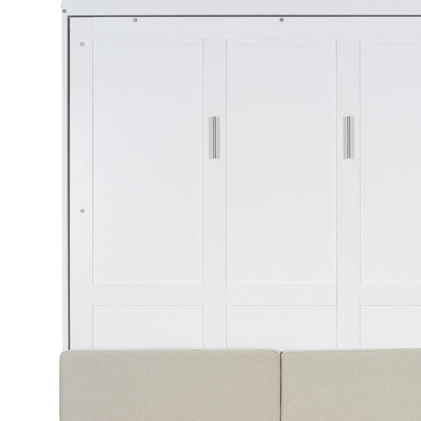HomeRoots White Wood Full Murphy Bed - Stylish Space-Saving Solution with Durable Design for Small Rooms & Guests 662377
