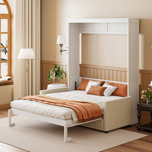 HomeRoots White Wood Full Murphy Bed - Stylish Space-Saving Solution with Durable Design for Small Rooms & Guests 662377