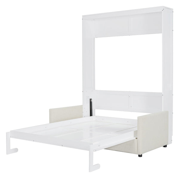 HomeRoots White Wood Full Murphy Bed - Stylish Space-Saving Solution with Durable Design for Small Rooms & Guests 662377