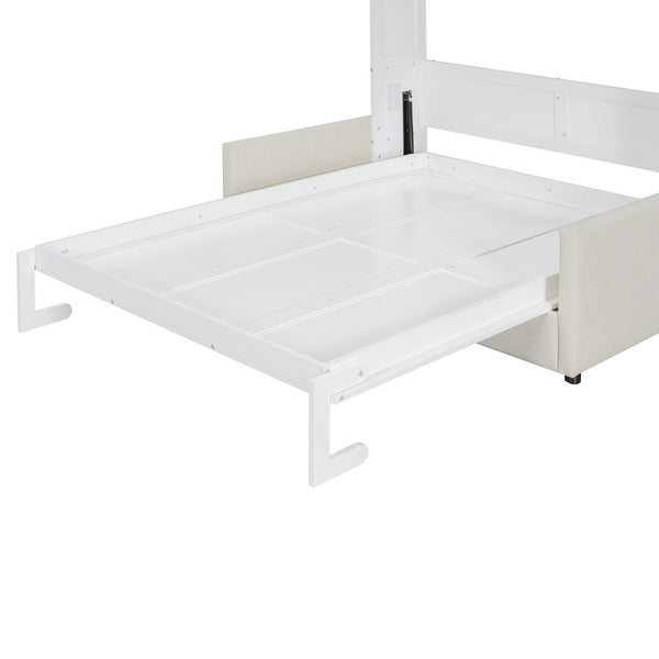 HomeRoots White Wood Full Murphy Bed - Stylish Space-Saving Solution with Durable Design for Small Rooms & Guests 662377