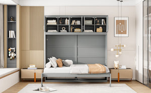 HomeRoots Gray Wood Full Murphy Bed - Stylish Space-Saving Solution for Modern Homes, Guest Rooms & Studios 662378