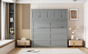 HomeRoots Gray Wood Full Murphy Bed - Stylish Space-Saving Solution for Modern Homes, Guest Rooms & Studios 662378