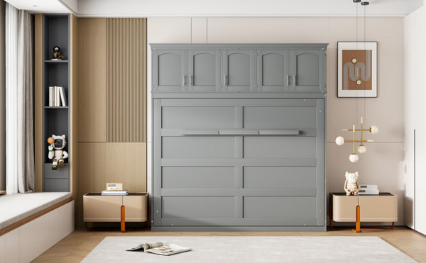 HomeRoots Gray Wood Full Murphy Bed - Stylish Space-Saving Solution for Modern Homes, Guest Rooms & Studios 662378