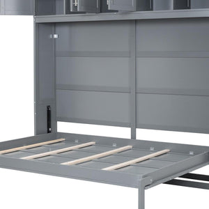 HomeRoots Gray Wood Full Murphy Bed - Stylish Space-Saving Solution for Modern Homes, Guest Rooms & Studios 662378