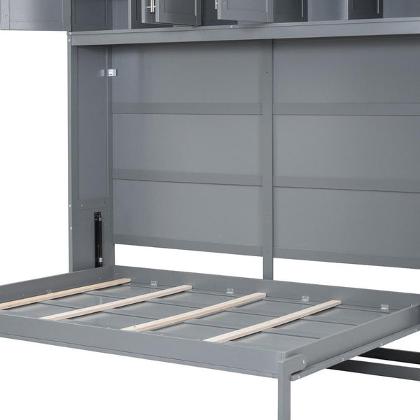HomeRoots Gray Wood Full Murphy Bed - Stylish Space-Saving Solution for Modern Homes, Guest Rooms & Studios 662378