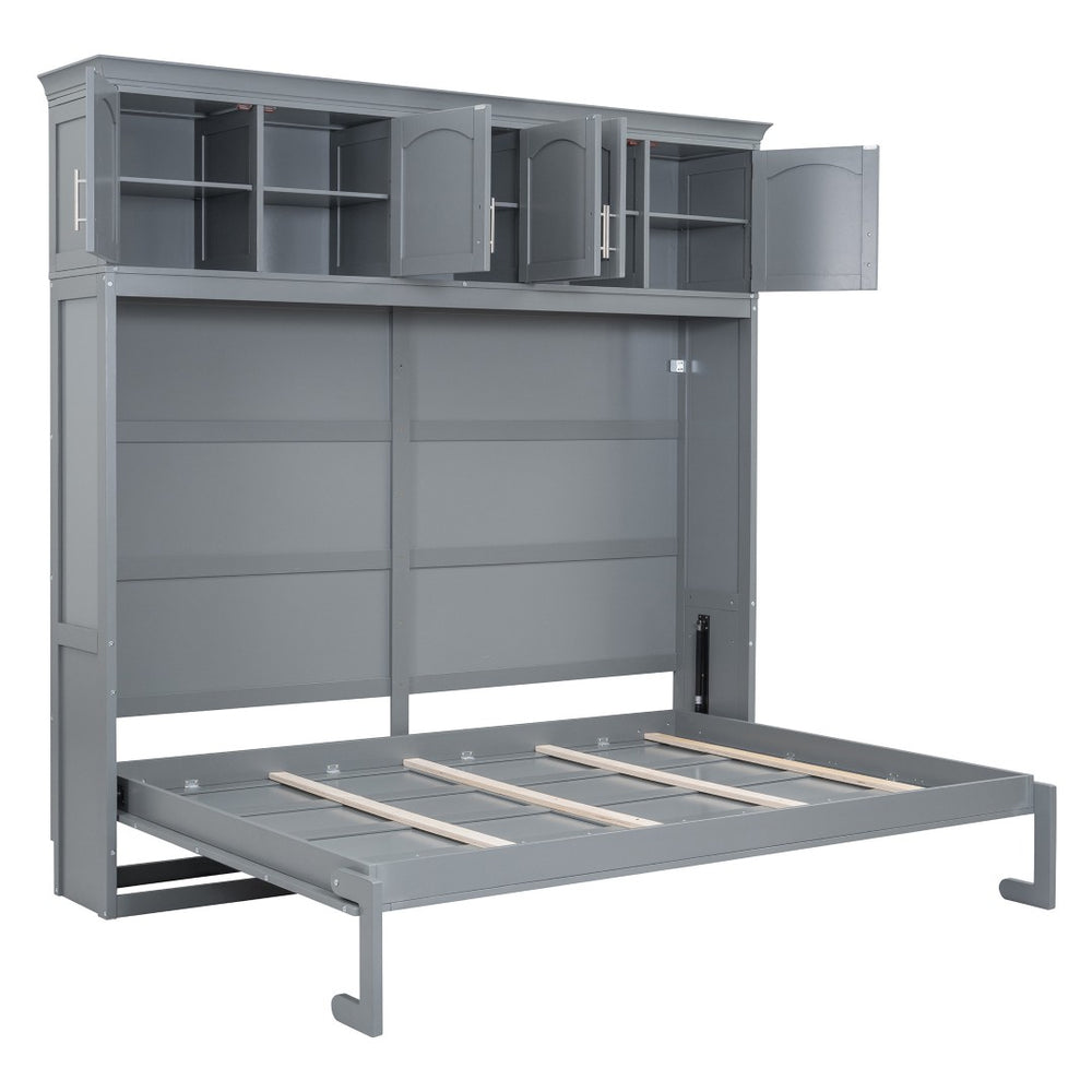 HomeRoots Gray Wood Full Murphy Bed - Stylish Space-Saving Solution for Modern Homes, Guest Rooms & Studios 662378