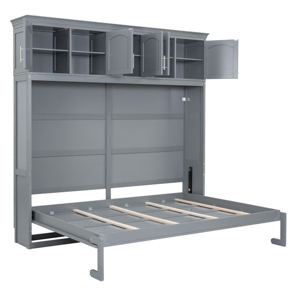HomeRoots Gray Wood Full Murphy Bed - Stylish Space-Saving Solution for Modern Homes, Guest Rooms & Studios 662378