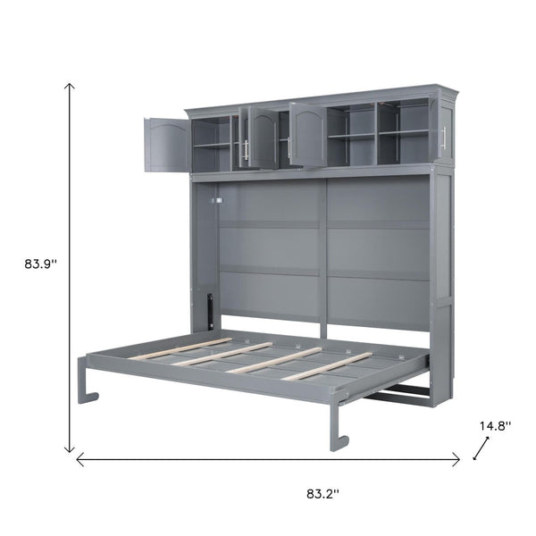 HomeRoots Gray Wood Full Murphy Bed - Stylish Space-Saving Solution for Modern Homes, Guest Rooms & Studios 662378