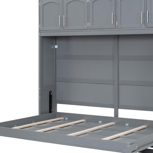 HomeRoots Gray Wood Queen Murphy Bed - Stylish Space-Saving Design, Durable Construction, Ideal for Any Room! 662380