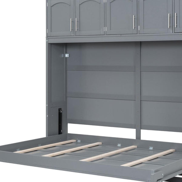 HomeRoots Gray Wood Queen Murphy Bed - Stylish Space-Saving Design, Durable Construction, Ideal for Any Room! 662380