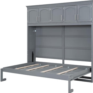 HomeRoots Gray Wood Queen Murphy Bed - Stylish Space-Saving Design, Durable Construction, Ideal for Any Room! 662380