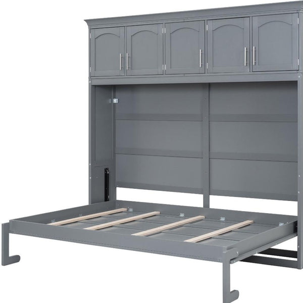HomeRoots Gray Wood Queen Murphy Bed - Stylish Space-Saving Design, Durable Construction, Ideal for Any Room! 662380