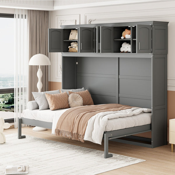 HomeRoots Gray Wood Queen Murphy Bed - Stylish Space-Saving Design, Durable Construction, Ideal for Any Room! 662380