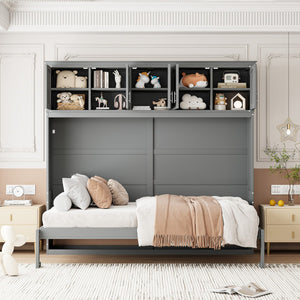 HomeRoots Gray Wood Queen Murphy Bed - Stylish Space-Saving Design, Durable Construction, Ideal for Any Room! 662380