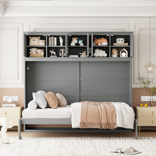 HomeRoots Gray Wood Queen Murphy Bed - Stylish Space-Saving Design, Durable Construction, Ideal for Any Room! 662380