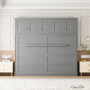 HomeRoots Gray Wood Queen Murphy Bed - Stylish Space-Saving Design, Durable Construction, Ideal for Any Room! 662380