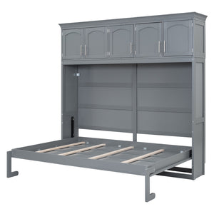 HomeRoots Gray Wood Queen Murphy Bed - Stylish Space-Saving Design, Durable Construction, Ideal for Any Room! 662380