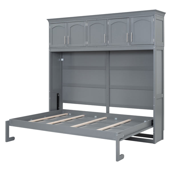 HomeRoots Gray Wood Queen Murphy Bed - Stylish Space-Saving Design, Durable Construction, Ideal for Any Room! 662380