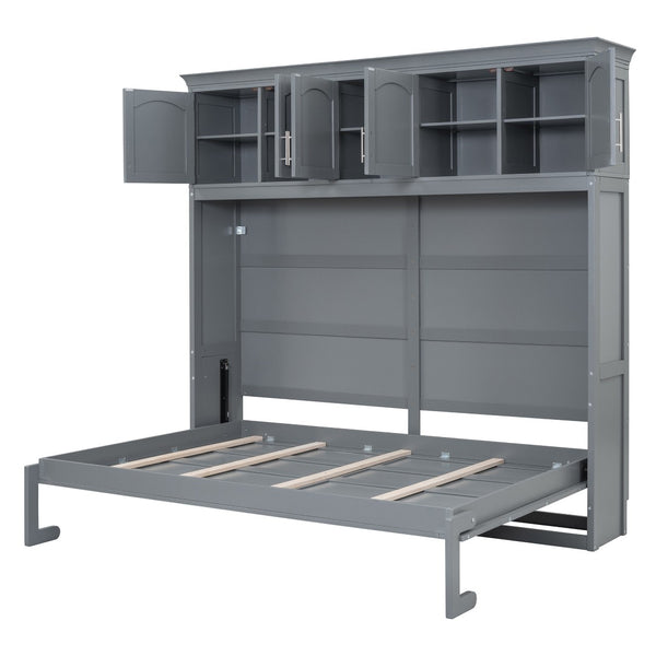 HomeRoots Gray Wood Queen Murphy Bed - Stylish Space-Saving Design, Durable Construction, Ideal for Any Room! 662380