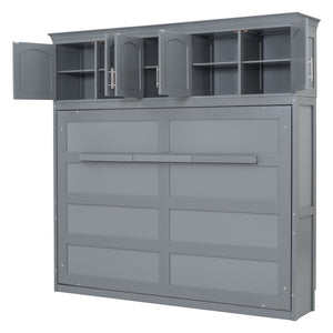 HomeRoots Gray Wood Queen Murphy Bed - Stylish Space-Saving Design, Durable Construction, Ideal for Any Room! 662380