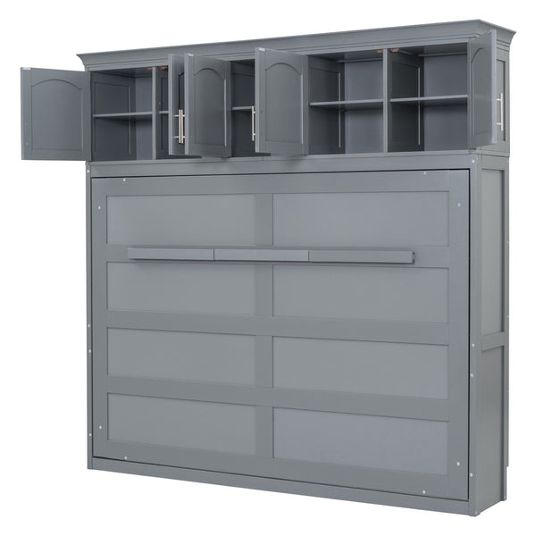 HomeRoots Gray Wood Queen Murphy Bed - Stylish Space-Saving Design, Durable Construction, Ideal for Any Room! 662380