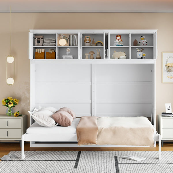 HomeRoots White Wood Queen Murphy Bed - Stylish Space-Saving Design for Small Rooms, Guest Areas, and Studios 662381