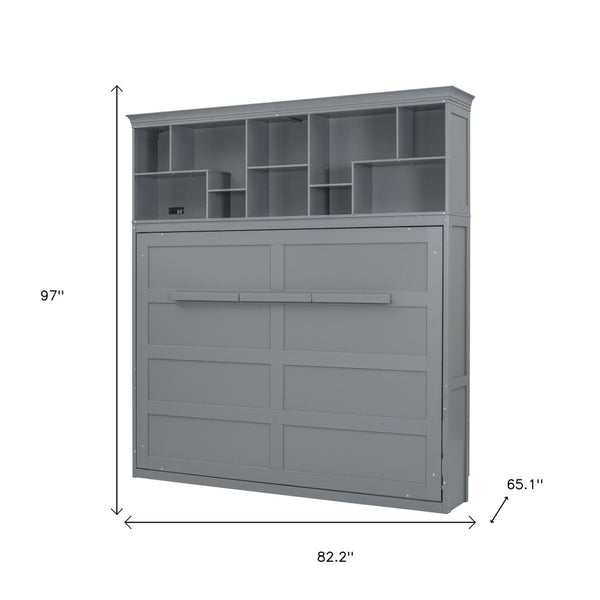 HomeRoots Gray Wood Queen Murphy Bed - Stylish Space-Saving Cabinet with Comfortable Design for Any Room 662382