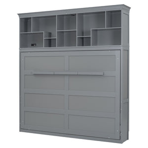 HomeRoots Gray Wood Queen Murphy Bed - Stylish Space-Saving Cabinet with Comfortable Design for Any Room 662382