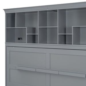 HomeRoots Gray Wood Queen Murphy Bed - Stylish Space-Saving Cabinet with Comfortable Design for Any Room 662382