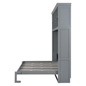 HomeRoots Gray Wood Queen Murphy Bed - Stylish Space-Saving Cabinet with Comfortable Design for Any Room 662382