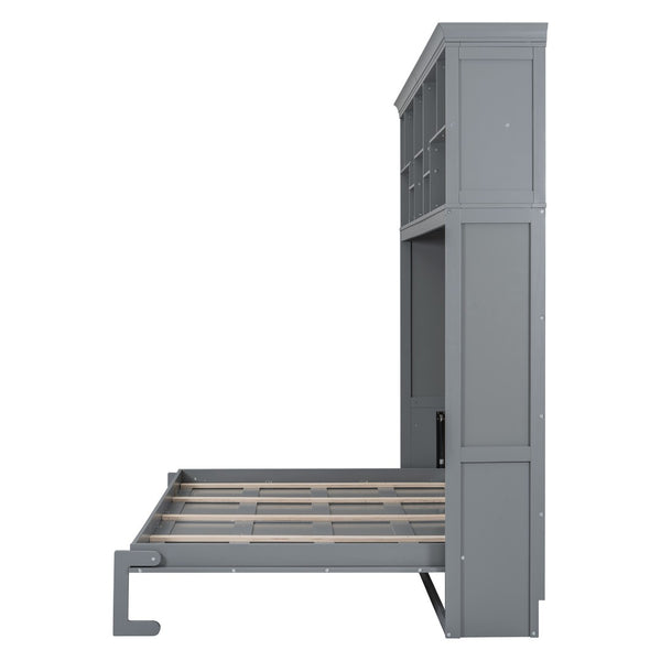 HomeRoots Gray Wood Queen Murphy Bed - Stylish Space-Saving Cabinet with Comfortable Design for Any Room 662382
