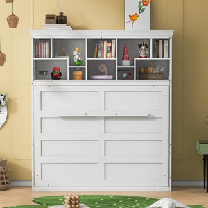 HomeRoots White Wood Queen Murphy Bed - Stylish Space-Saving Design for Compact Living & Versatile Use 662383
