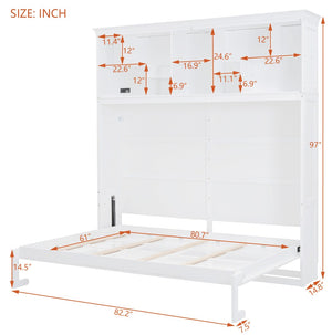 HomeRoots White Wood Queen Murphy Bed - Stylish Space-Saving Design for Compact Living & Versatile Use 662383