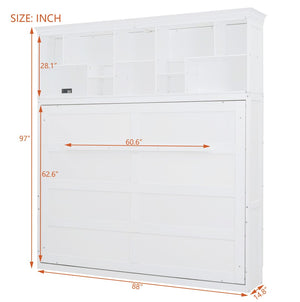 HomeRoots White Wood Queen Murphy Bed - Stylish Space-Saving Design for Compact Living & Versatile Use 662383