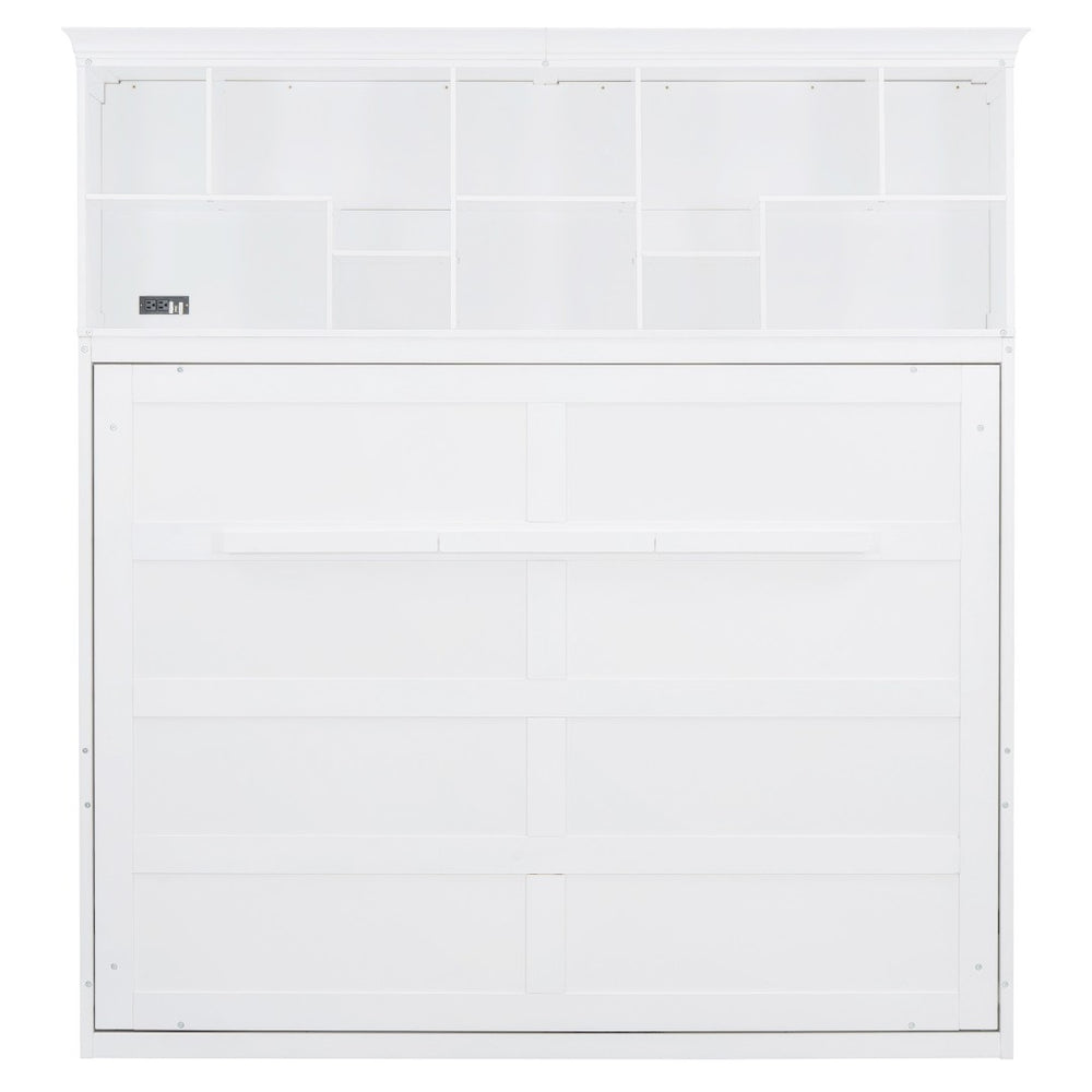 HomeRoots White Wood Queen Murphy Bed - Stylish Space-Saving Design for Compact Living & Versatile Use 662383