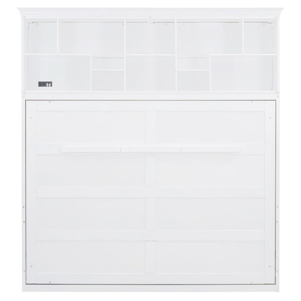 HomeRoots White Wood Queen Murphy Bed - Stylish Space-Saving Design for Compact Living & Versatile Use 662383