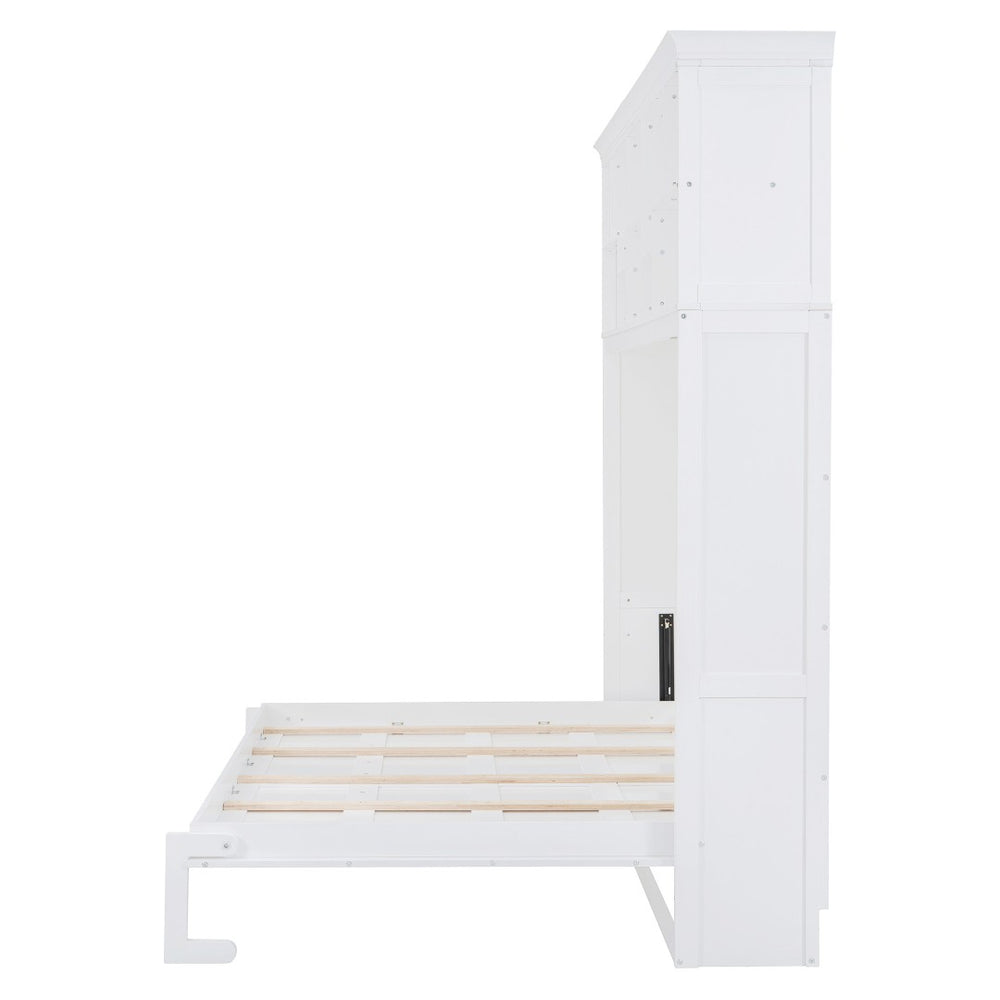HomeRoots White Wood Queen Murphy Bed - Stylish Space-Saving Design for Compact Living & Versatile Use 662383