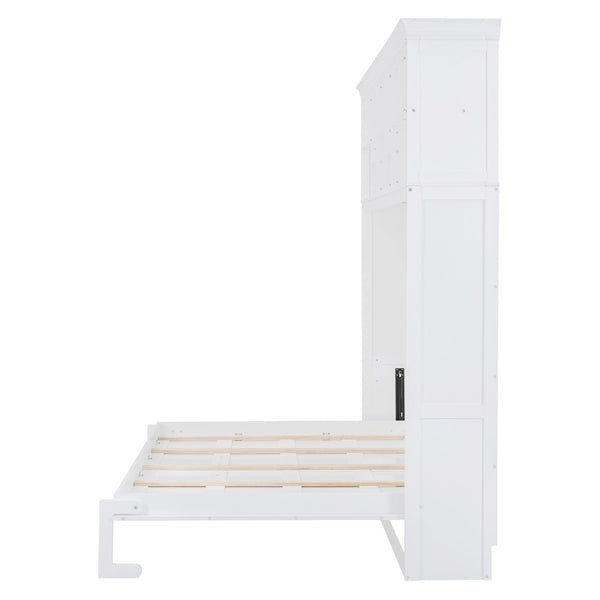 HomeRoots White Wood Queen Murphy Bed - Stylish Space-Saving Design for Compact Living & Versatile Use 662383